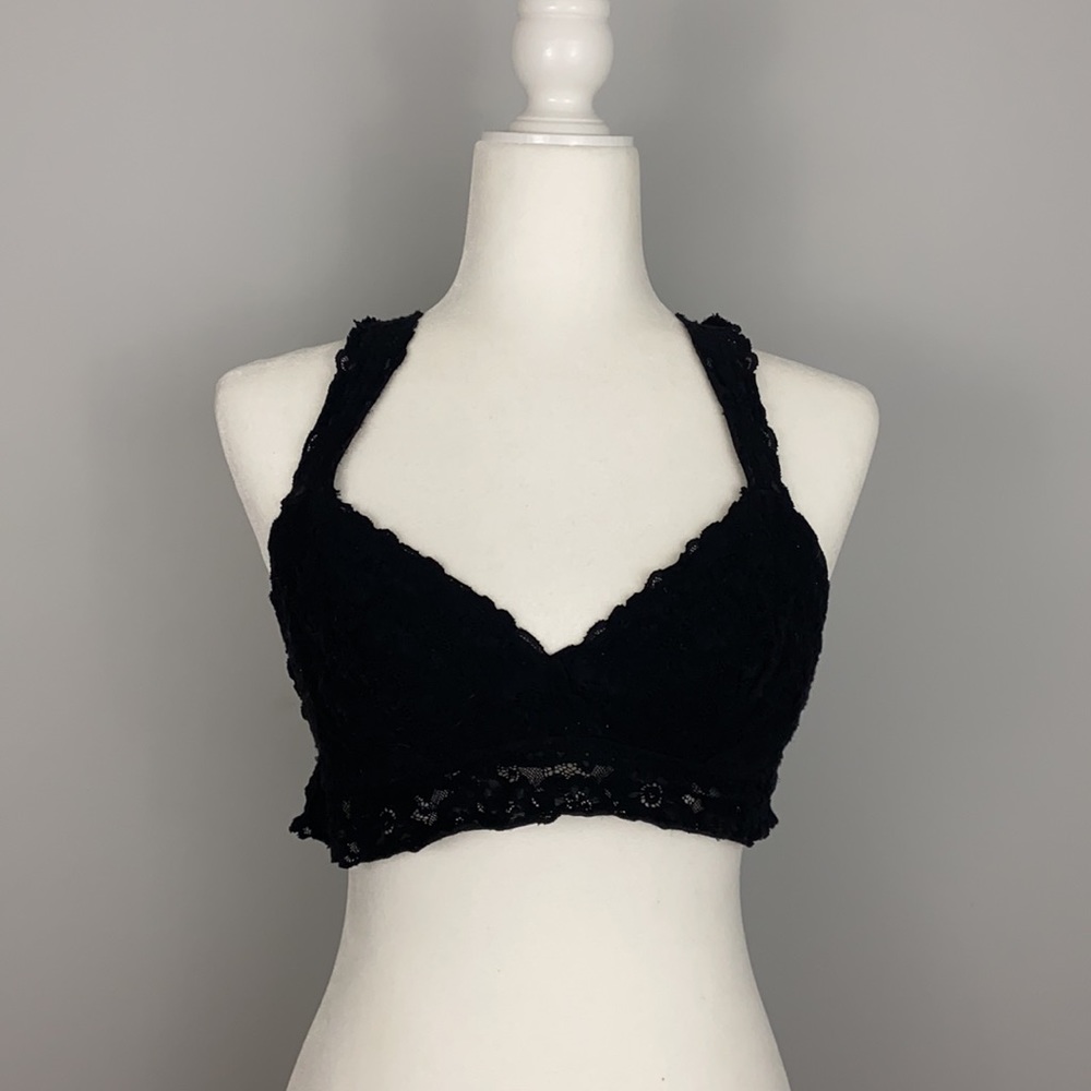 AERIE Razorback Lace Bralette US XL EUC Black